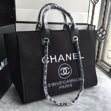 chanel black and white tote|chanel large shopping tote.